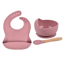 Low Moq Amazon Feeding Bib Spoon Kids Plate Lid Set Suction And Spoon Baby Silicone Bowl